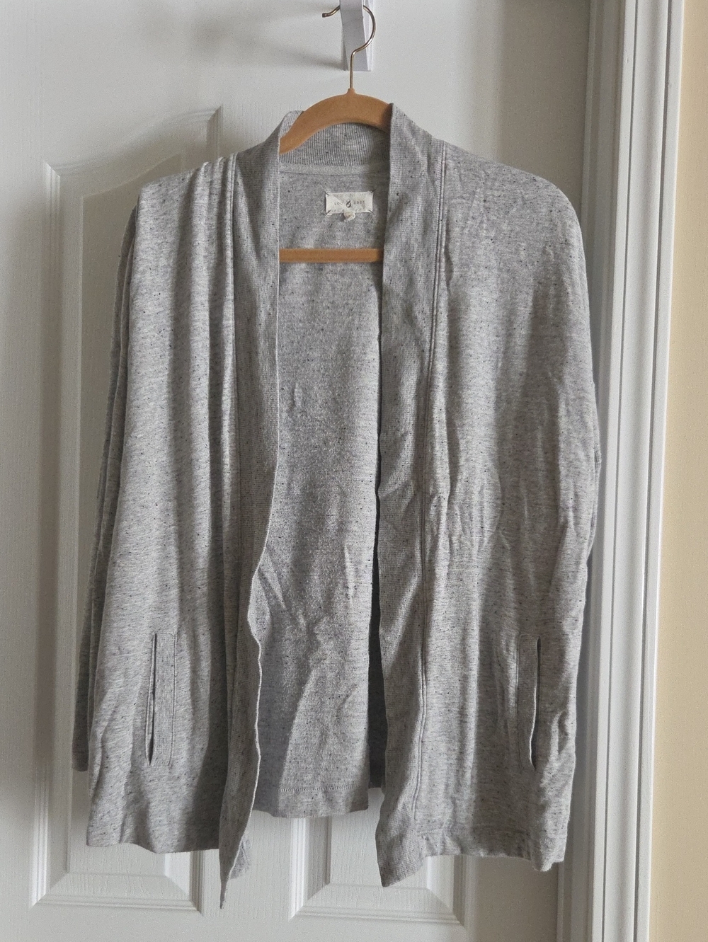 Lou & Grey Heather Light Gray Open-Front Cardigan